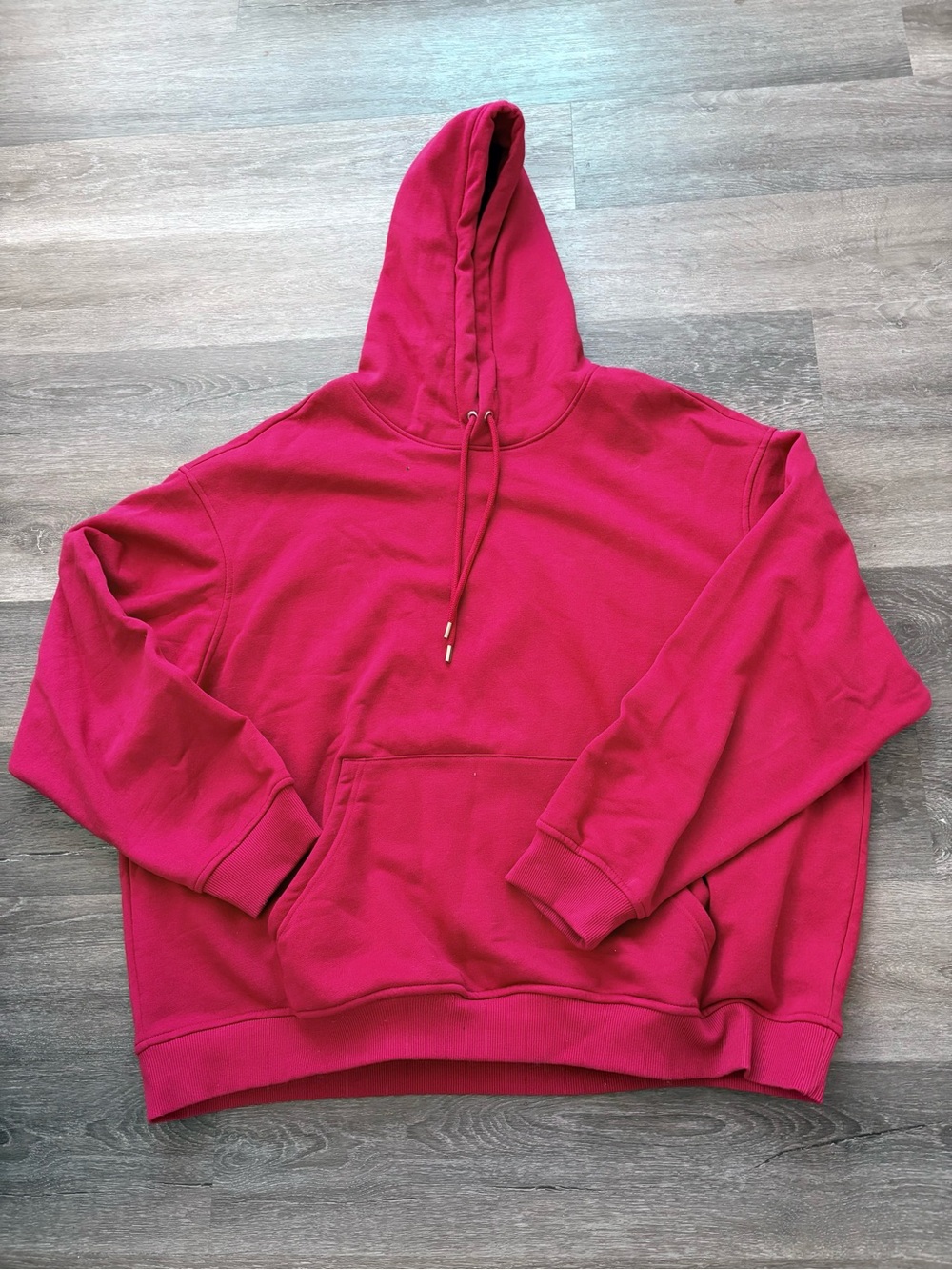 Red Hooded Pullover Sweatshirt